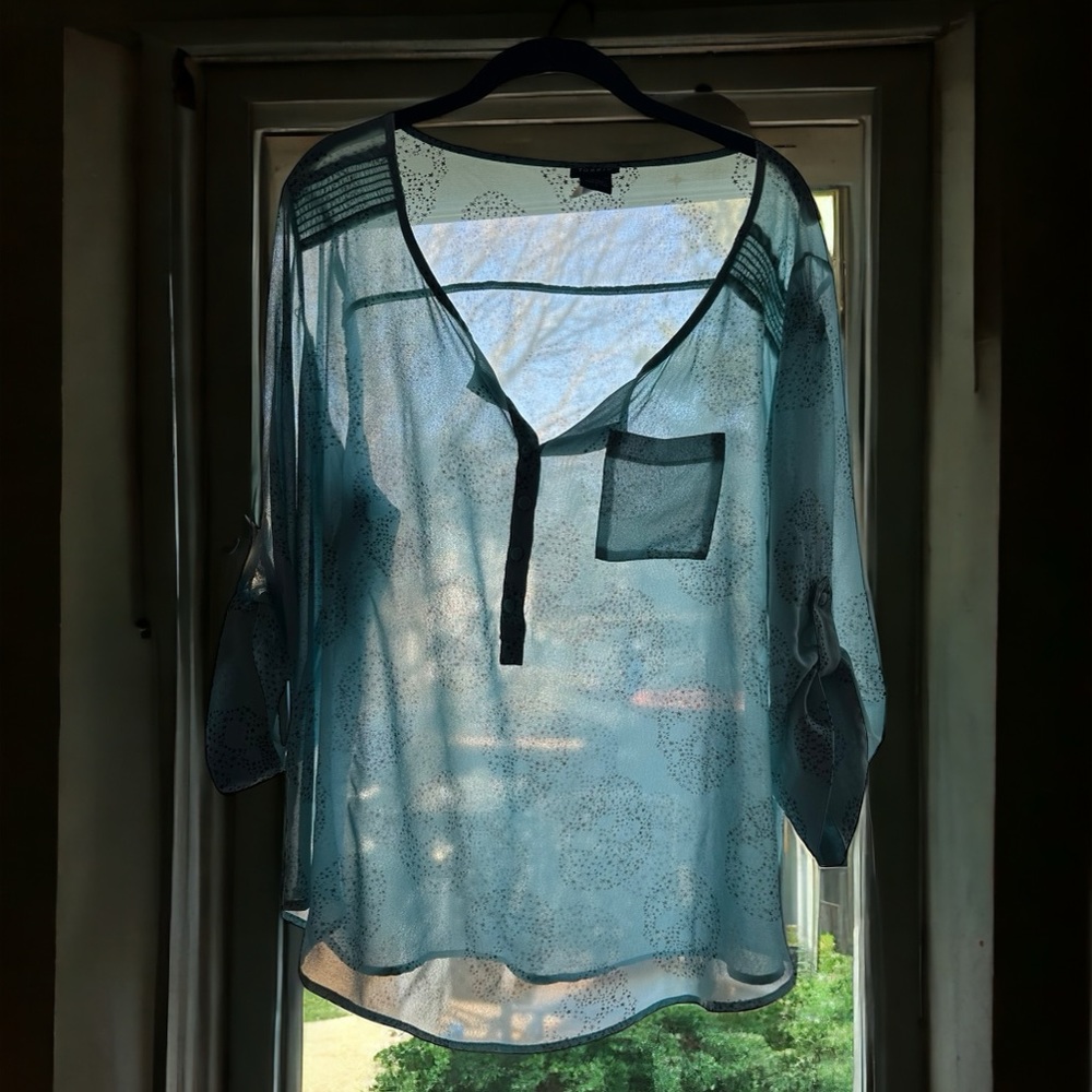 Sheer torrid size 1 blue skull shirt